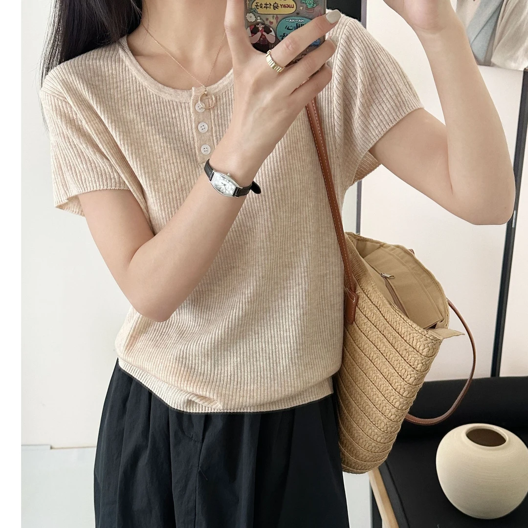 春夏韩版修身圆领超细羊毛打底衫薄款飞飞袖显瘦透气女毛衣针织衫