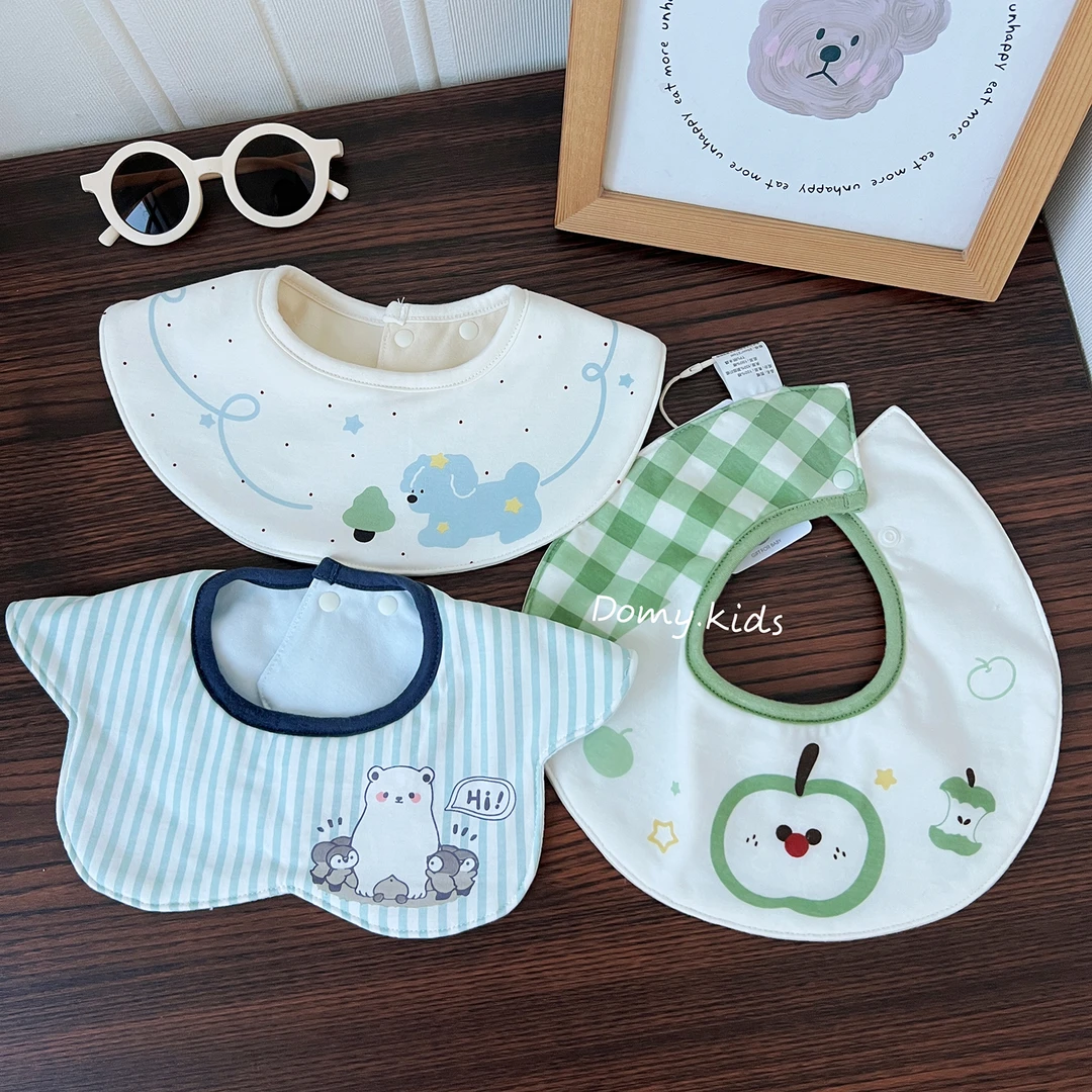 ins韩版宝宝口水巾纯棉速吸婴儿防吐奶围嘴360度可旋转新生儿围兜