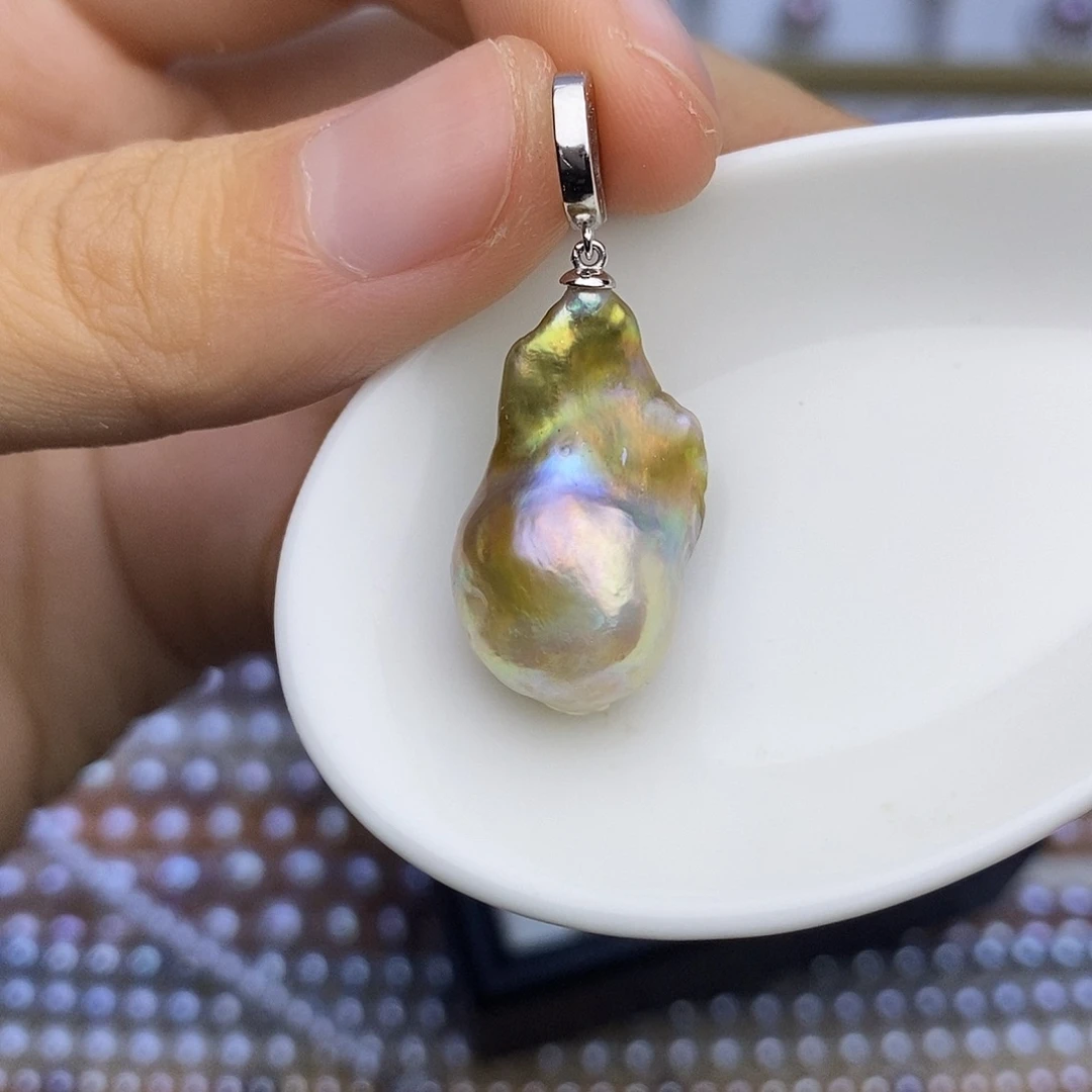 银S925镶嵌项链淡水珍珠