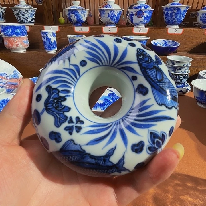 妍***活青花手工手绘鱼纹