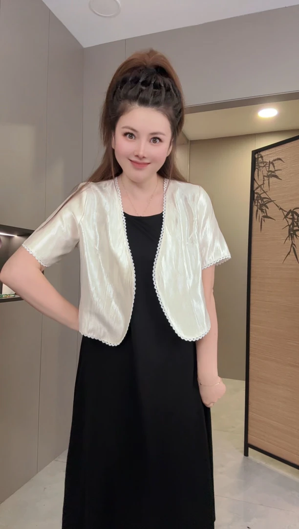 【婷婷】2025夏季新款时尚气质洋气显瘦9322外套+裙子套装