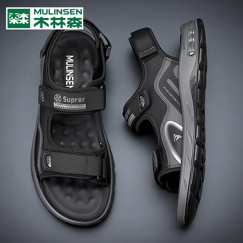 木林森夏季沙滩鞋男鞋凉拖鞋防滑凉鞋青少年厚底一字拖外穿休闲