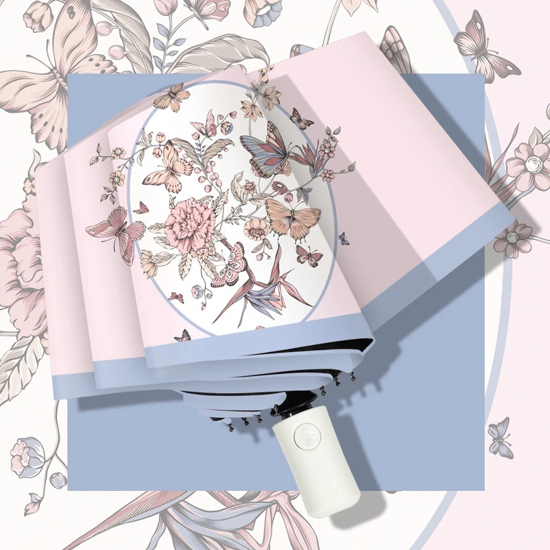 全自动雨伞防晒防紫外线太阳伞遮阳伞折叠伞小清新黑胶晴雨两用伞