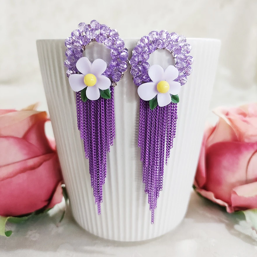 铜合金耳饰 民族风手工串珠流苏耳环耳钉1594