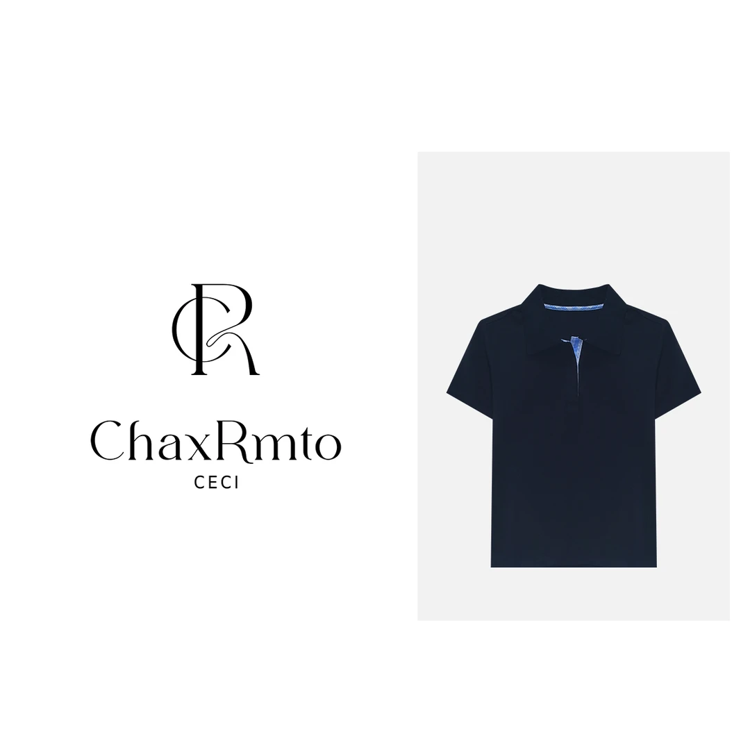 ChaxRmto斯斯 “法式蓝格” 春夏时尚polo领气质百搭T恤 SD1A0872