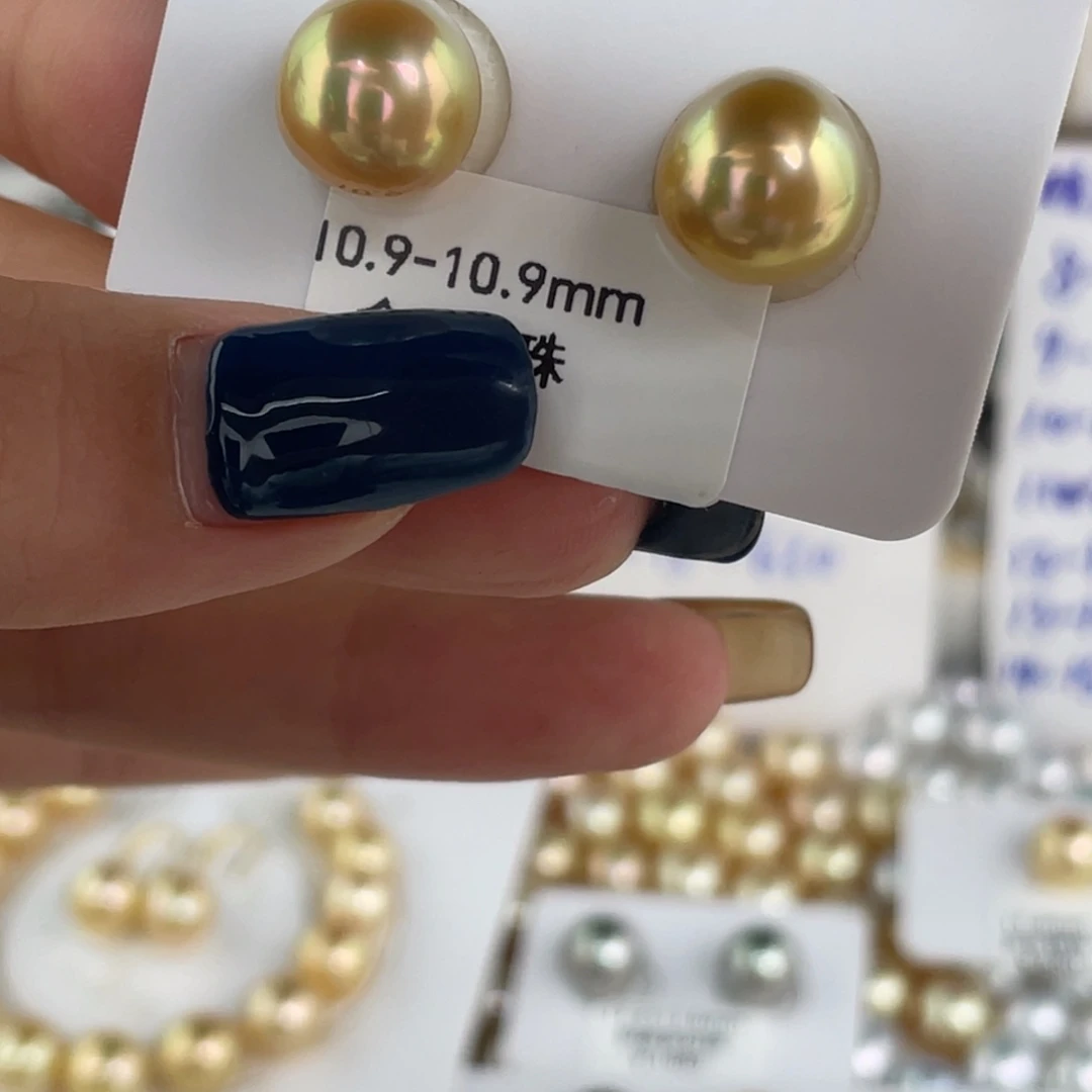 定制淡水珍珠未镶嵌发饰炫彩金珠