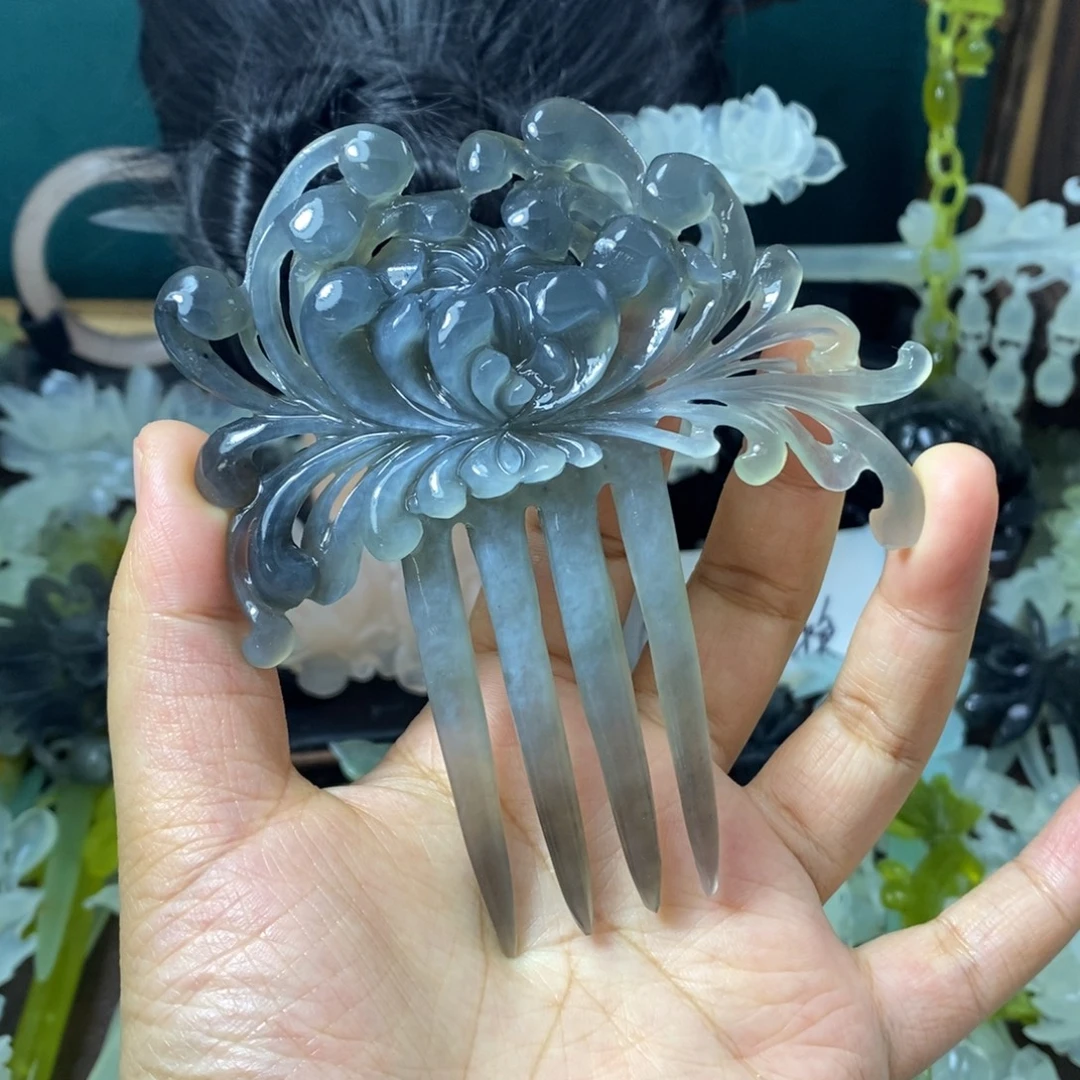 蛇纹石玉未镶嵌发饰