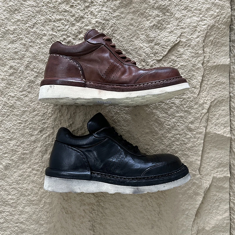 男鞋H353-1马皮休闲鞋2024秋季新款复古潮流厚底底英伦风单鞋