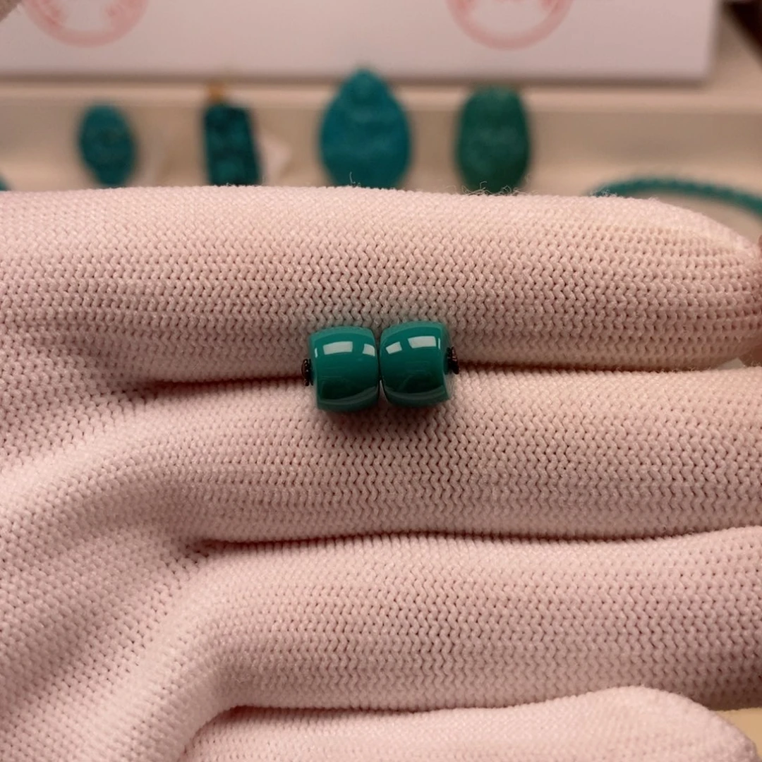 绿松石未镶嵌直切对珠8mmAA847