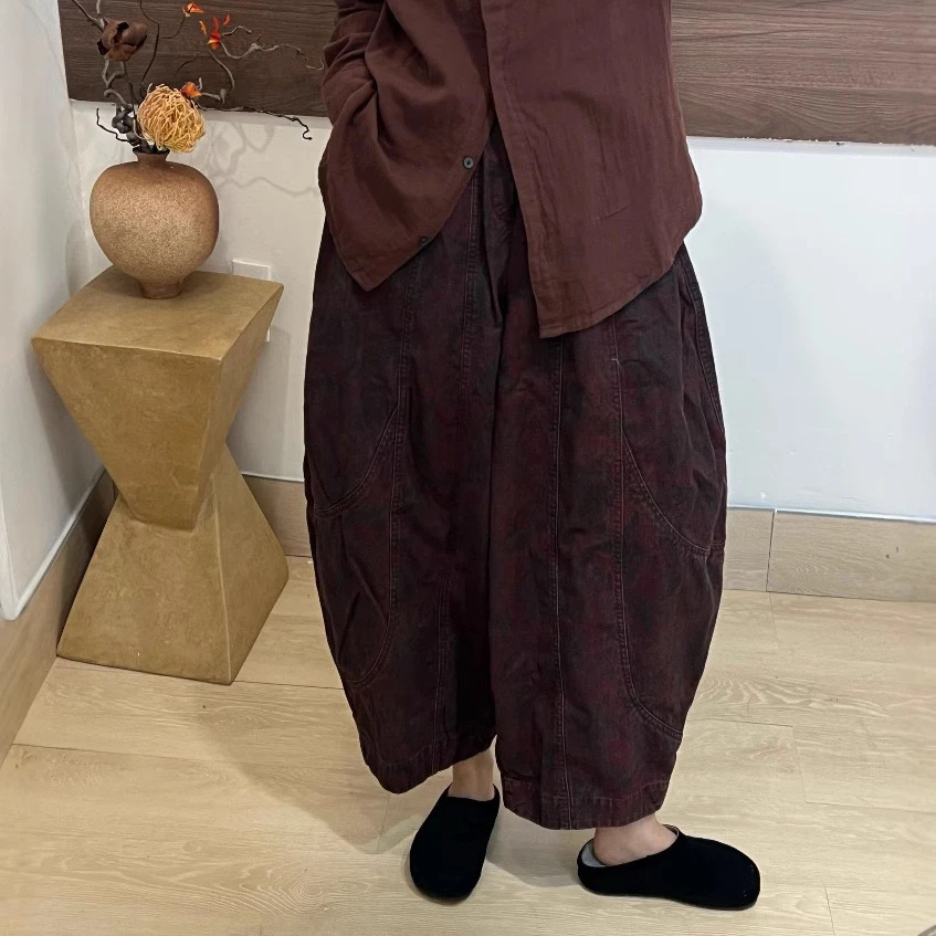 娜出品25年春季新款复古小众百搭数码印花宽松慵懒感休闲裤香蕉裤