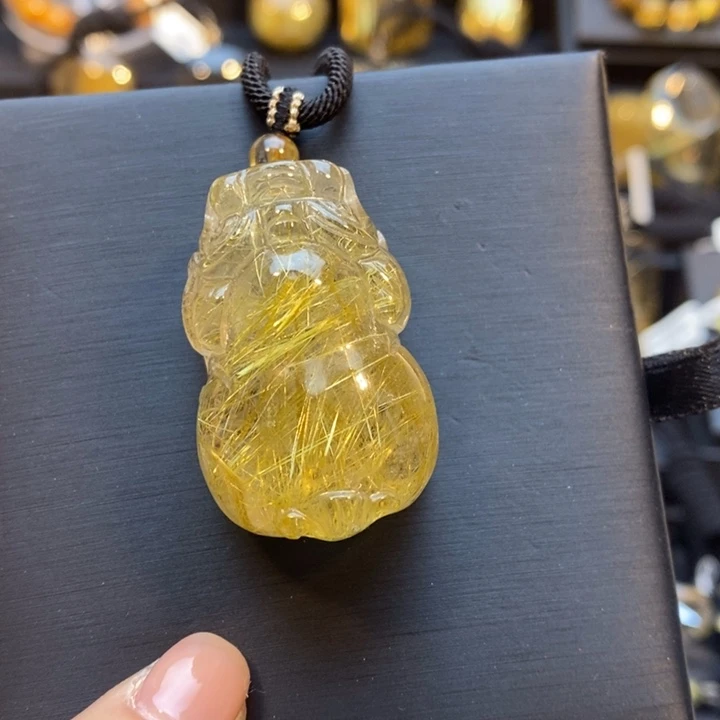 未镶嵌发晶颈饰金发晶貔貅吊坠