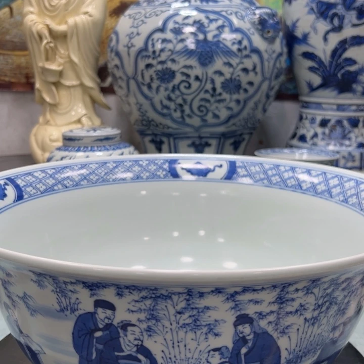 摆件3****9青花瓷竹林七贤大碗