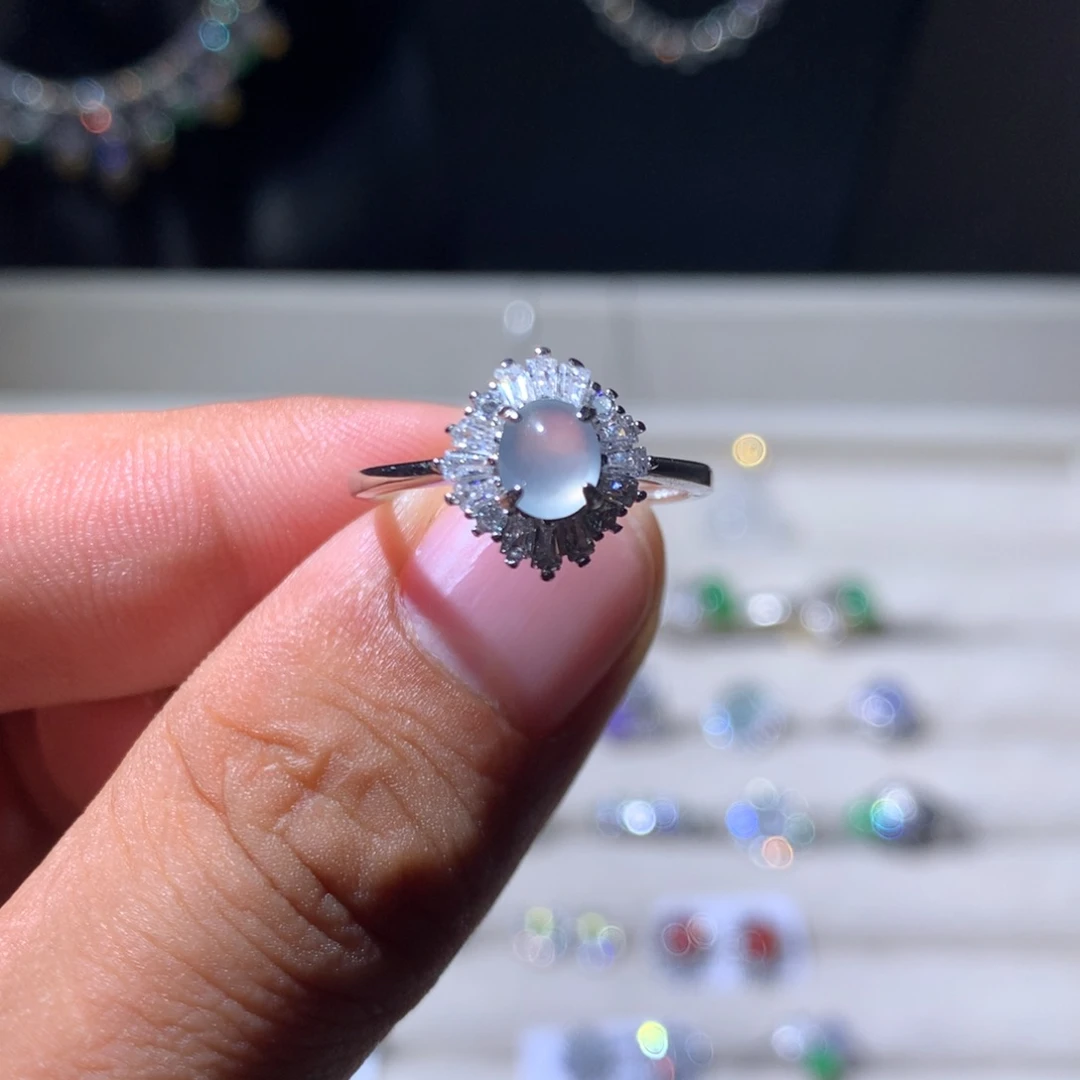 翡翠银S925镶嵌耳饰58