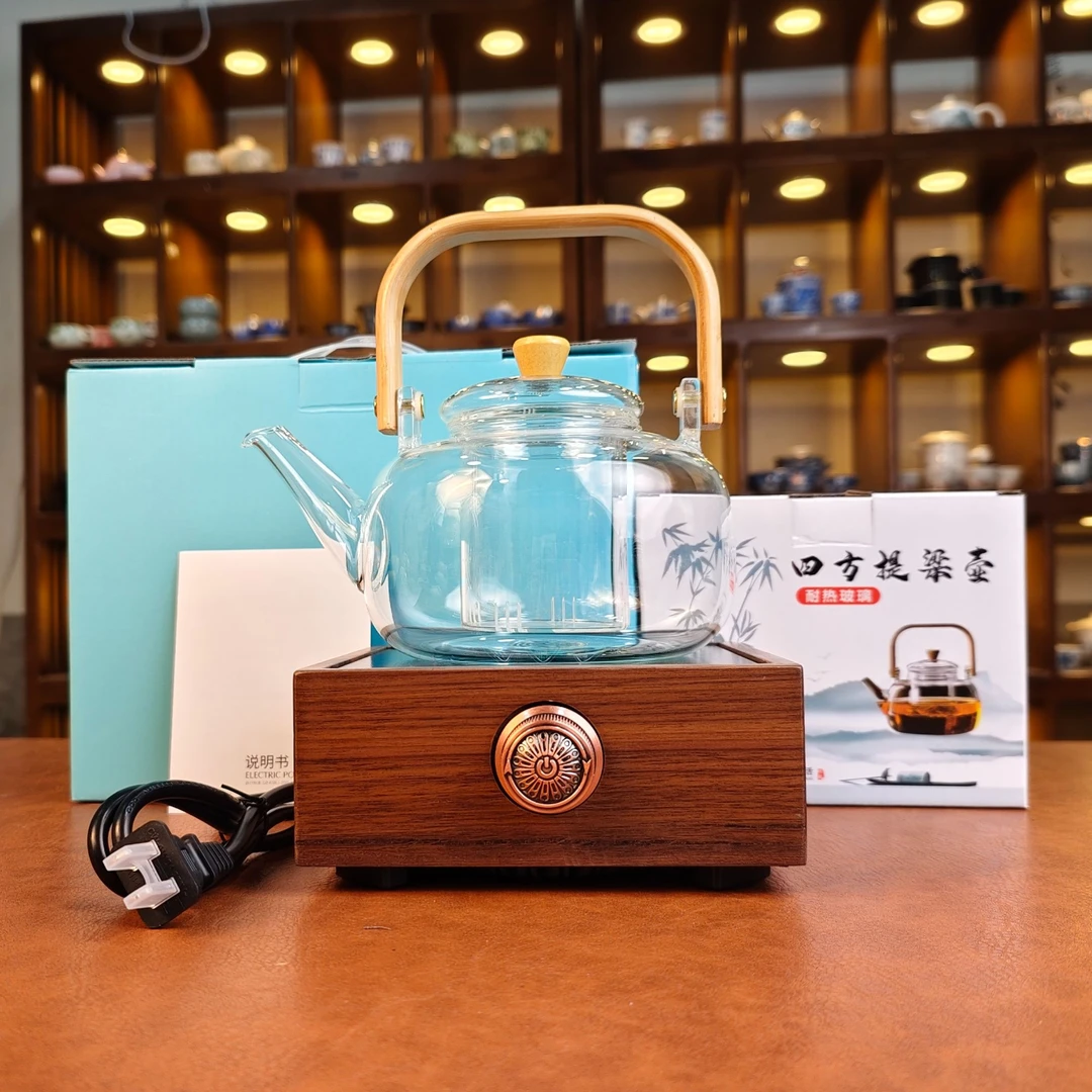 实木电陶炉加玻璃提梁壶mc095