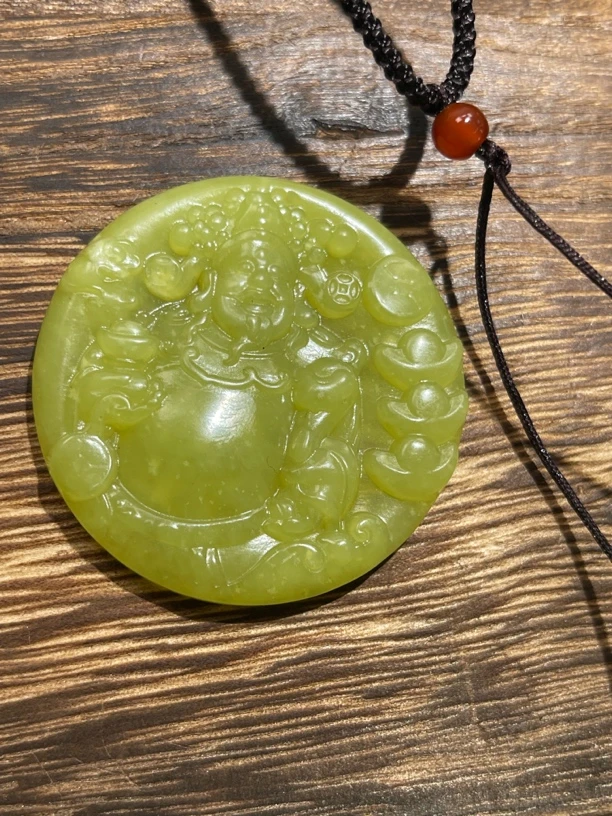 岫玉财神爷吊坠 挂件