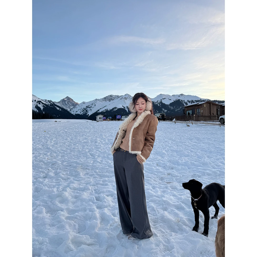 小番茄定制 FORNI 永恒衣橱 极简加厚加绒阔腿西装裤