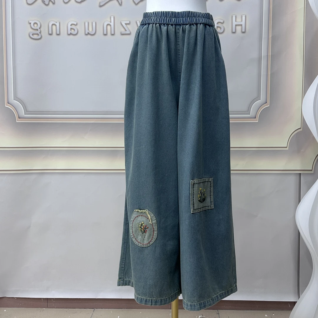 K7178 潮流百搭女装刺绣牛仔裤