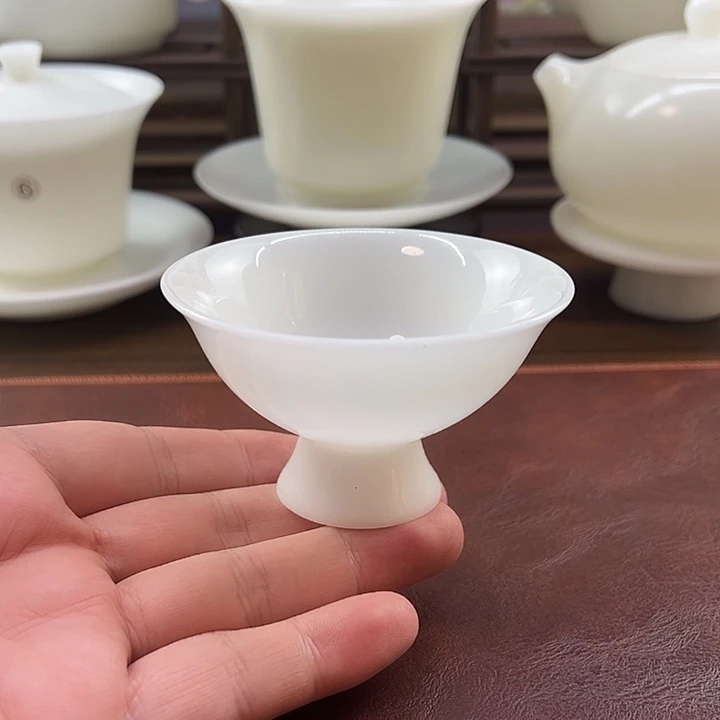 釉烧璞玉瓷70ml高脚主人杯