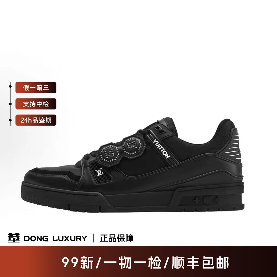 99新 LouisVuitton/路易威登 Nigo联名黑色低帮板鞋/43码/IN0276