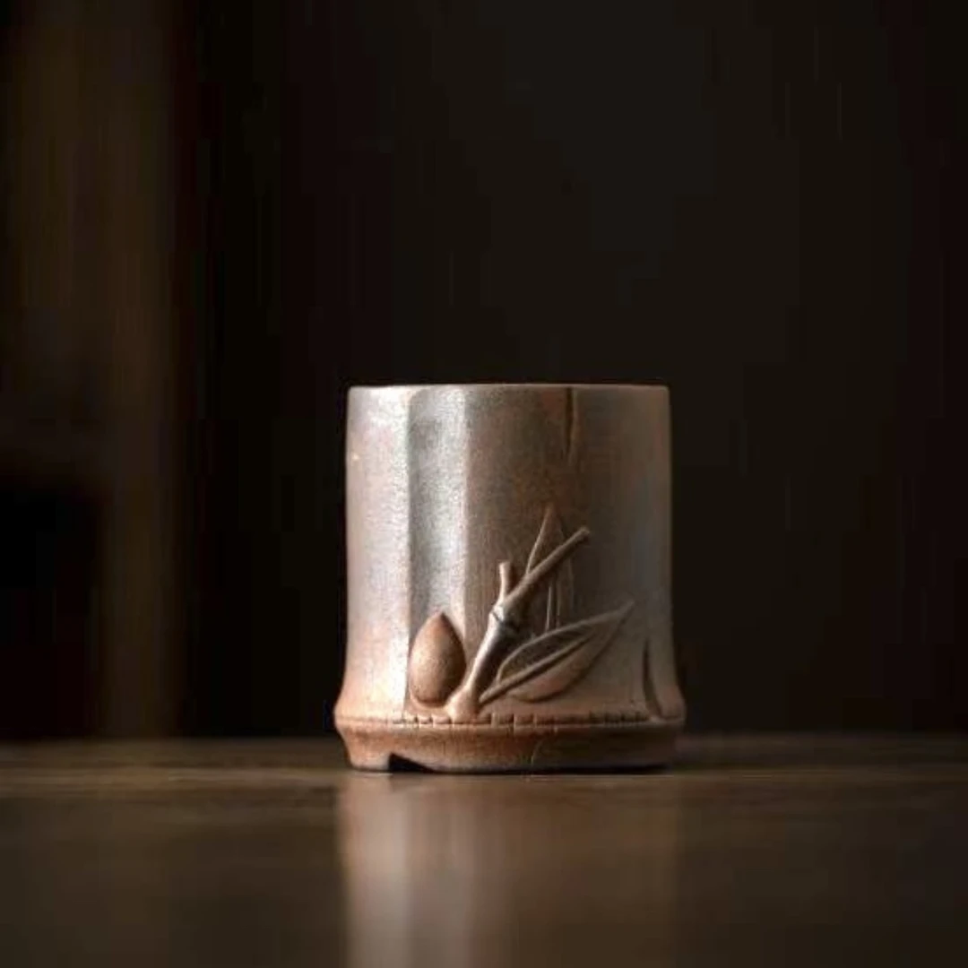 （拿.新）原矿系.高款竹节杯 喝茶品茗杯子高档主人茶杯功夫茶具