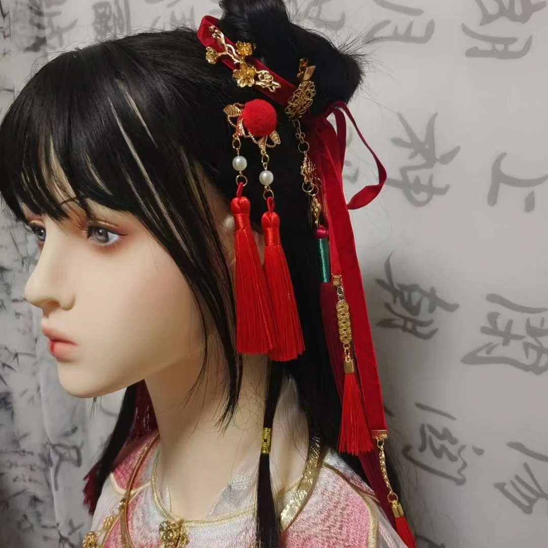 铃兰阁原创哪吒汉服头饰发饰cos发带长流苏发簪道具二次元发饰