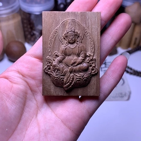 檀香木吊坠老山檀香精工黄财神