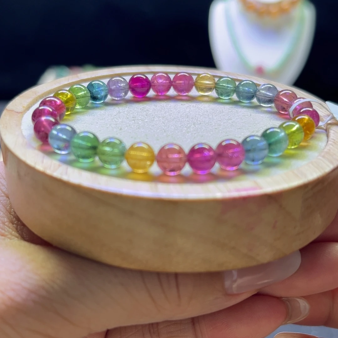 碧玺手链未镶嵌彩虹6.6mm