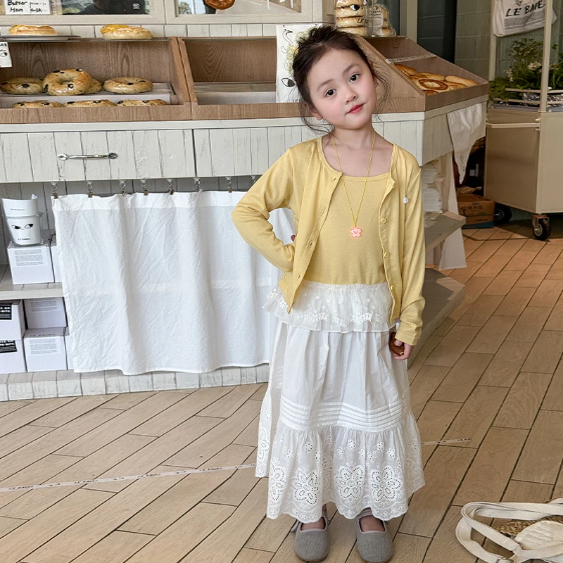 7家童装女童套装夏季2025新款儿童韩版防晒衣背心裙子女宝宝衣服