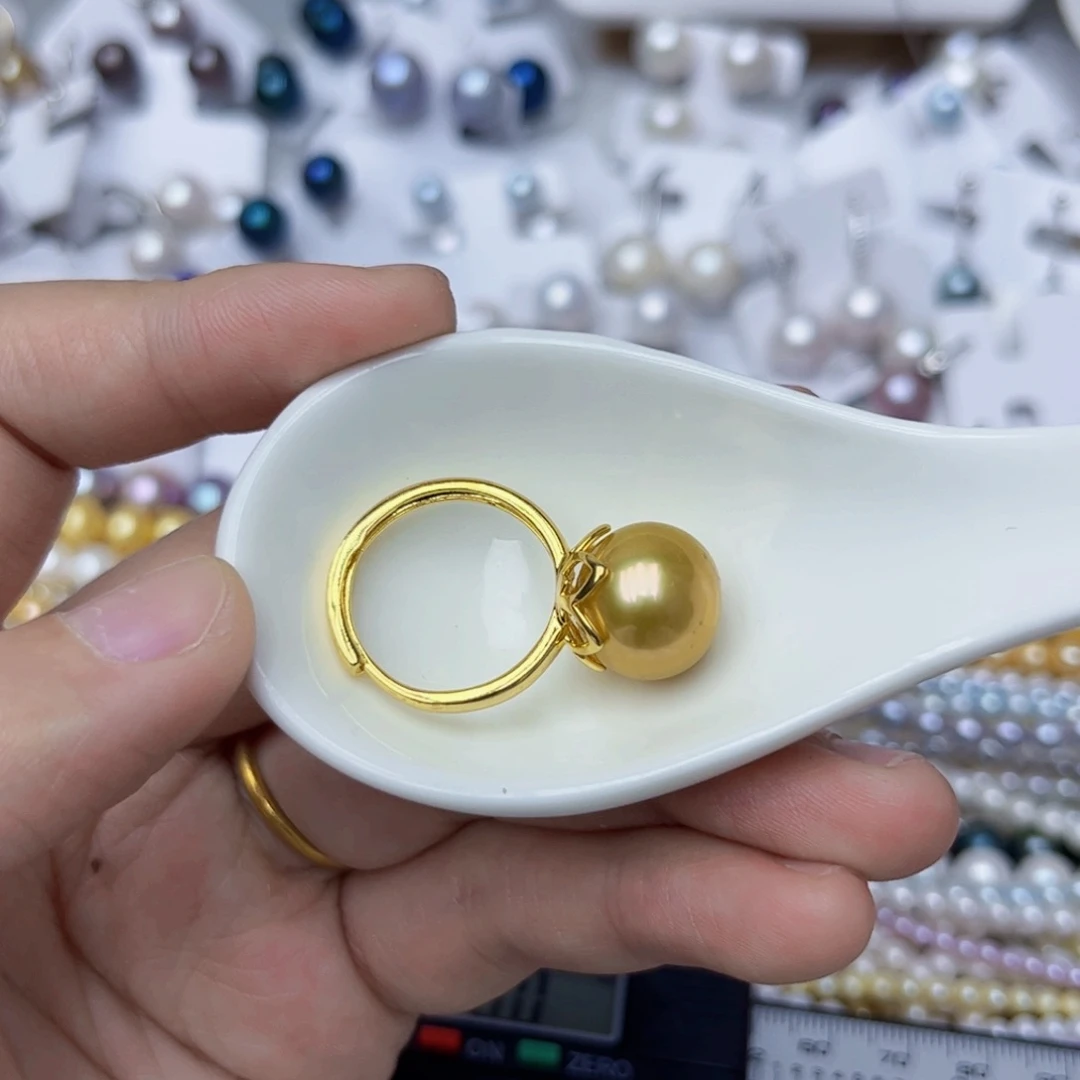 戒指银S925镶嵌淡水珍珠