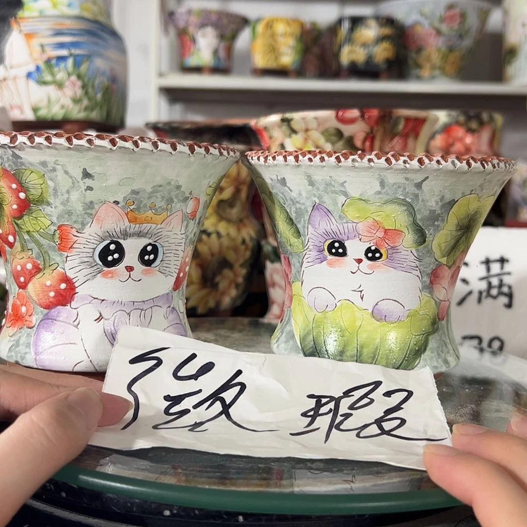 景德镇手绘花盆幸运花盆