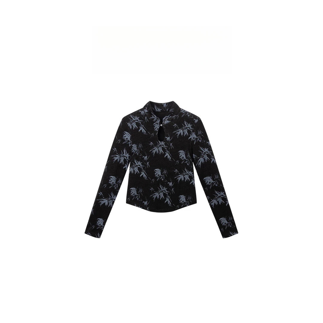 春夏穿搭新中式立领盘扣长袖打底衫 506