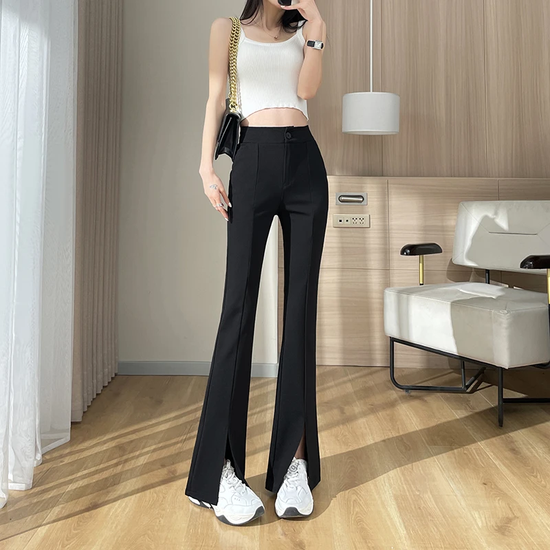 开叉微喇叭2025秋冬高腰宽松显瘦西装拖地长裤休闲阔腿裤6311