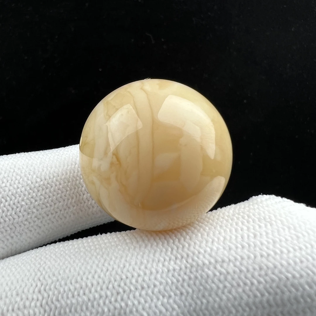 A1056天然俄料蜜蜡 瓷白妖花单珠 26.5mm支持复检 假一罚四