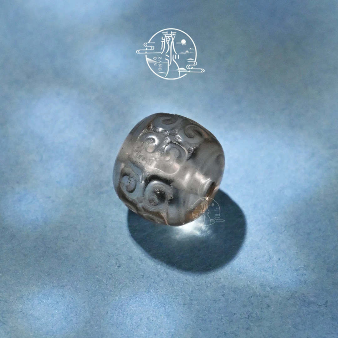 8/10/12MM茶水晶回纹老型桶珠文玩水晶手串DIY配饰顶珠腰珠单珠子