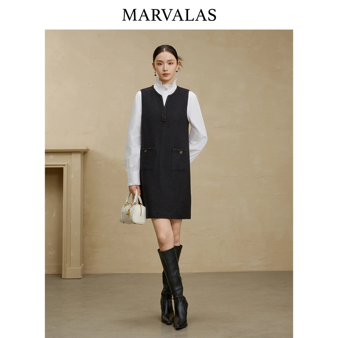 【粉丝专属】连衣裙冬季混纺裙子百搭显瘦直筒裙