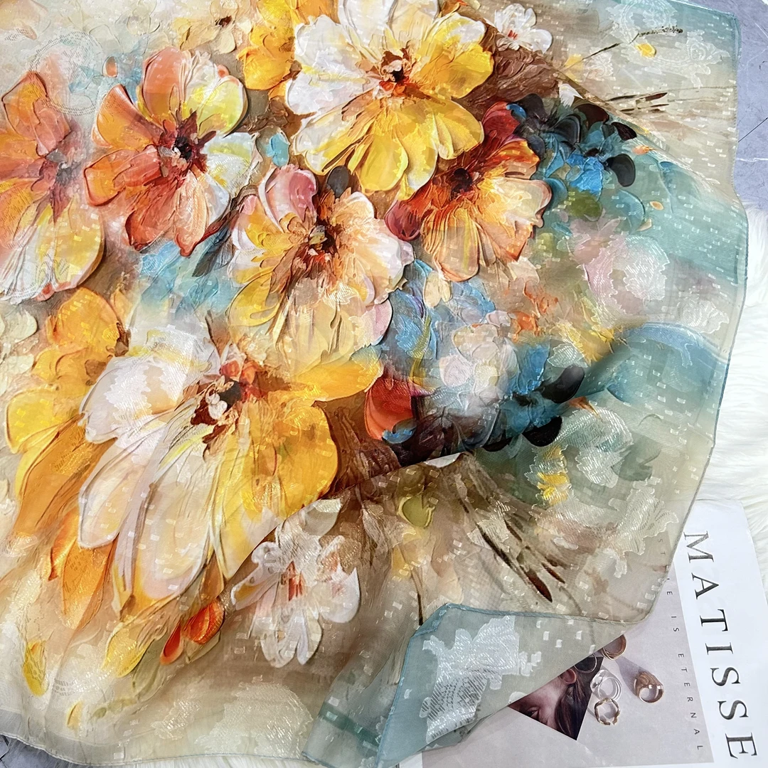 xys-330 提花 薯莨纱 镂空 香韵纱 90x180  长巾