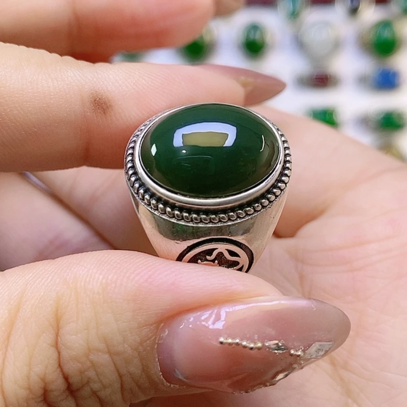 【闪购商品】银S925镶嵌戒指和田玉