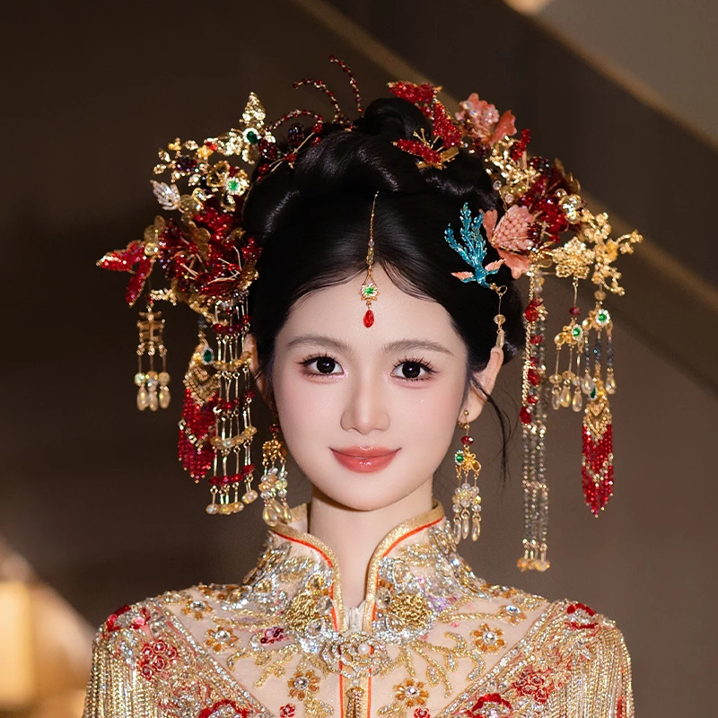 合金婚庆饰品 中式新娘原创爆款重工俏皮国风气质汉服头饰品G0271