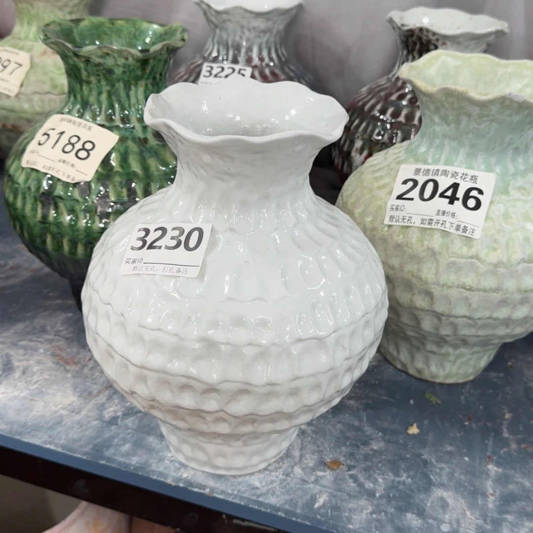 洛***神摆件景德镇高温花瓶编码3230高30口8默认无孔
