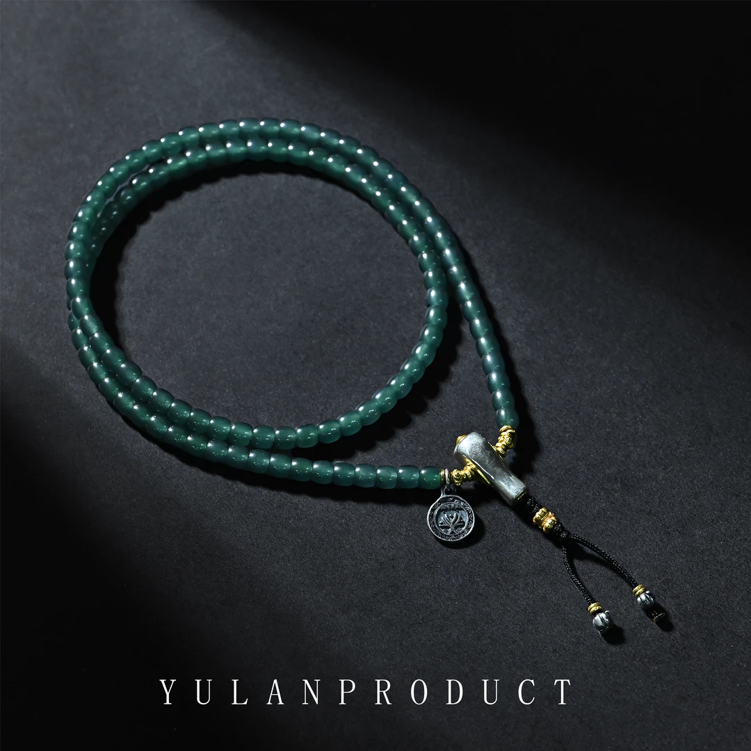 钰澜文玩钰翡系列-天然A货翡翠-正冰绿5.8mm-满配脖挂
