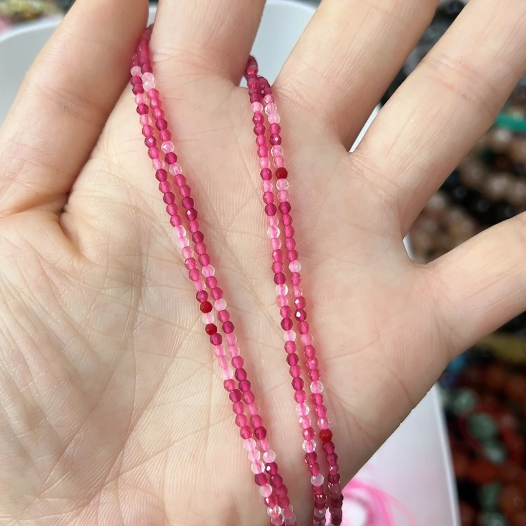 玛瑙/玉髓未镶嵌珠宝半成品，卡2草莓晶2条