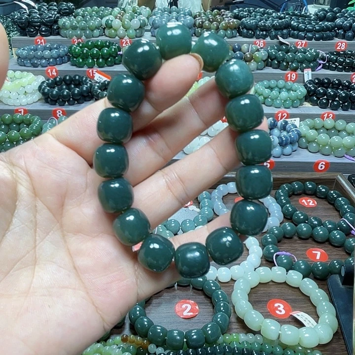 和田玉未镶嵌手链新疆且末蓝老形卡14