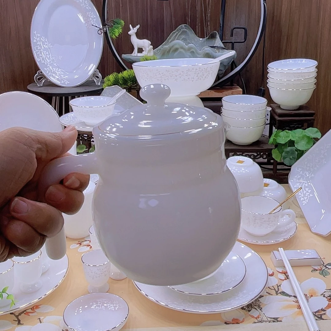 瓷景德镇纯白玉瓷酒壶一个