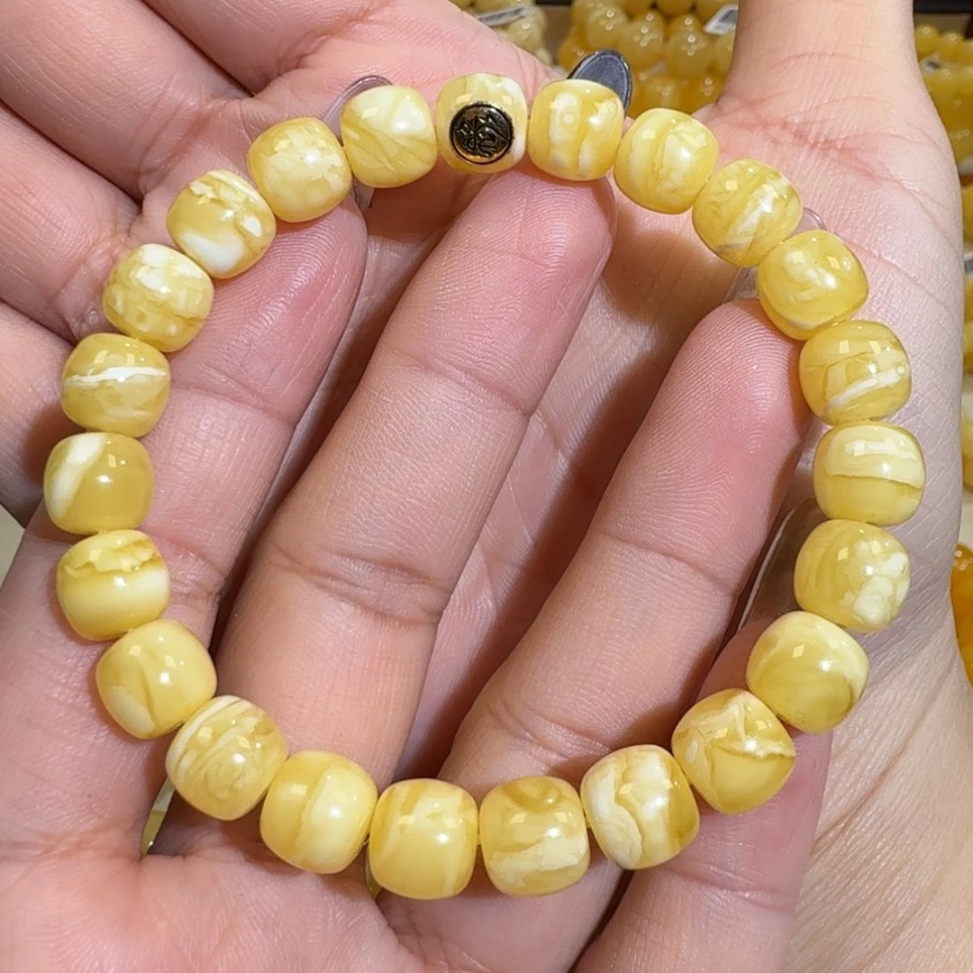 琥珀未镶嵌珠宝奇石9m精工老型花蜡手串10.4