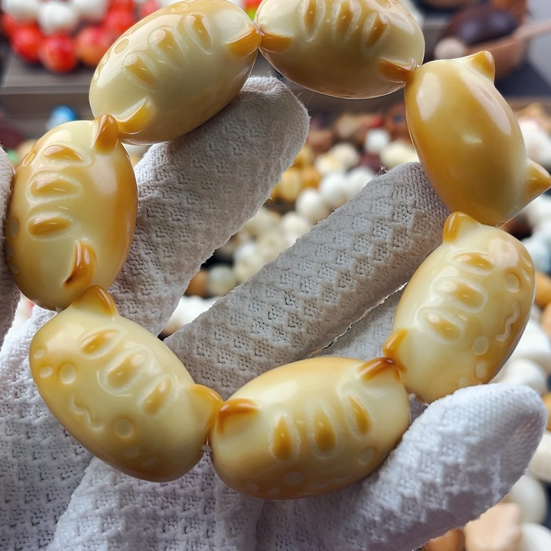 菩提根/象牙果手串新品-烤色法棍猫-卡37