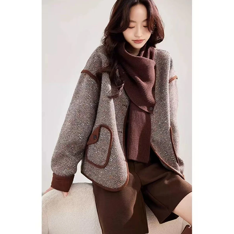 【锦衣服饰  无围巾】MNF 9933围巾领外套