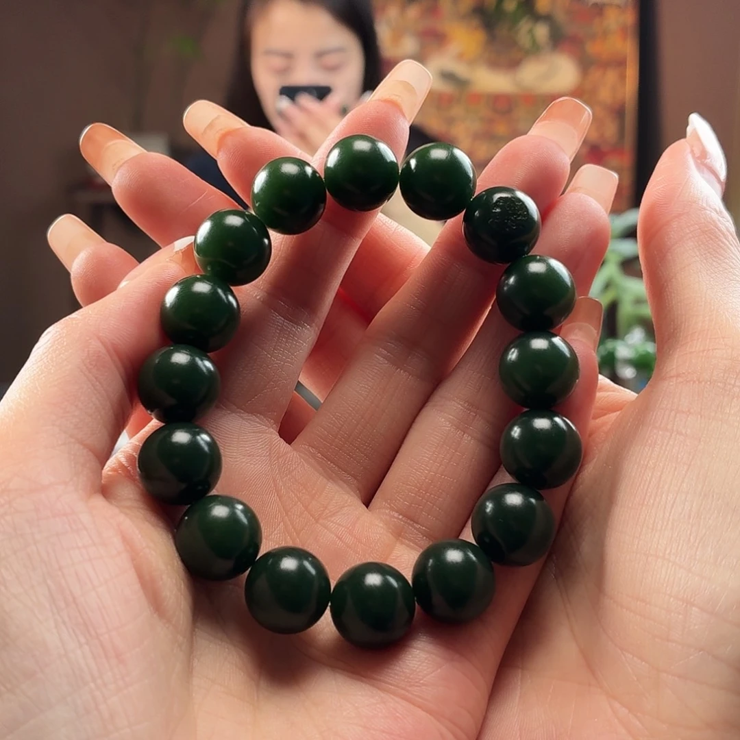 会***水和田玉未镶嵌手串戈壁碧玉卡13