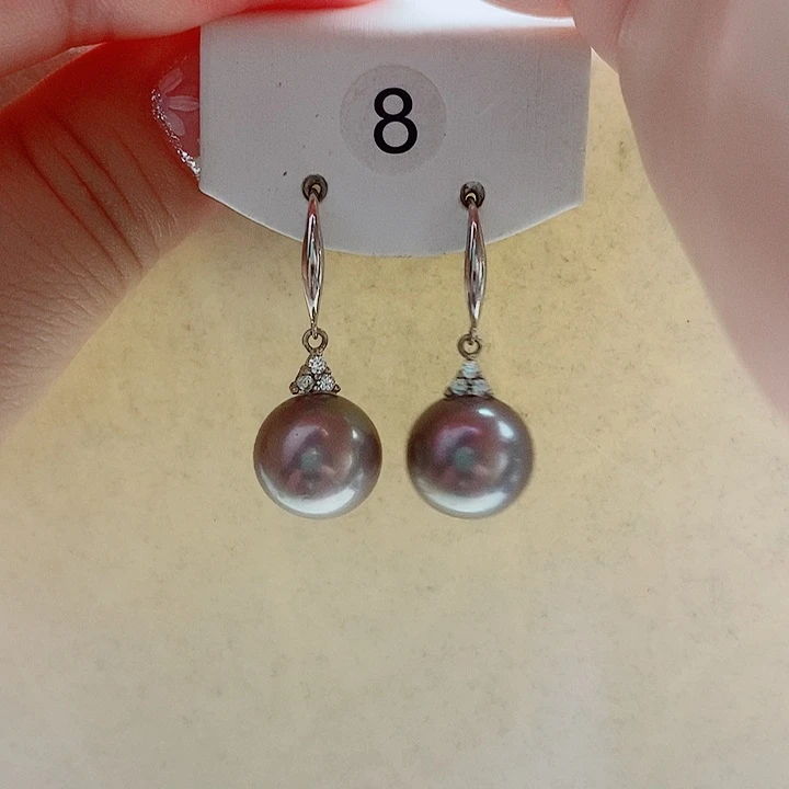 银S925镶嵌淡水珍珠耳饰