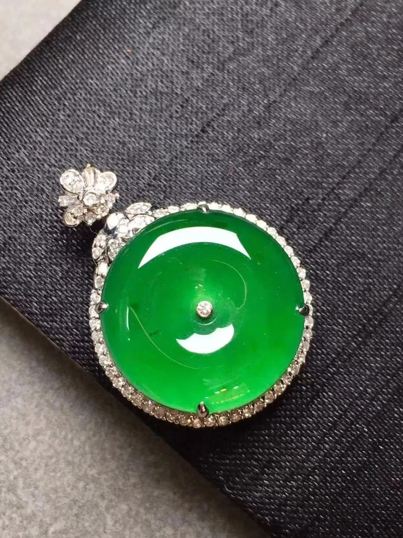 缅甸翡翠A货冰种平安扣珠子葫芦