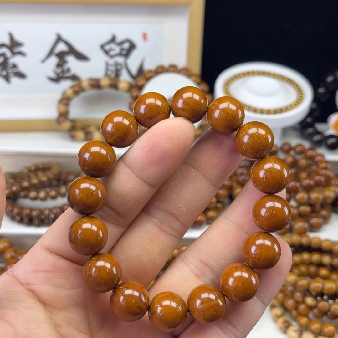 紫金鼠手串实心紫金鼠光珠手串